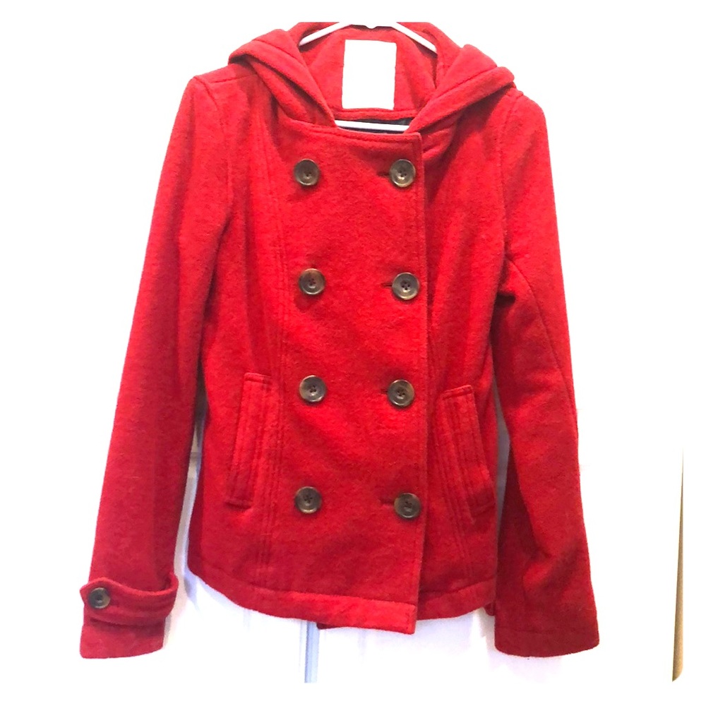 Hooded button down coat